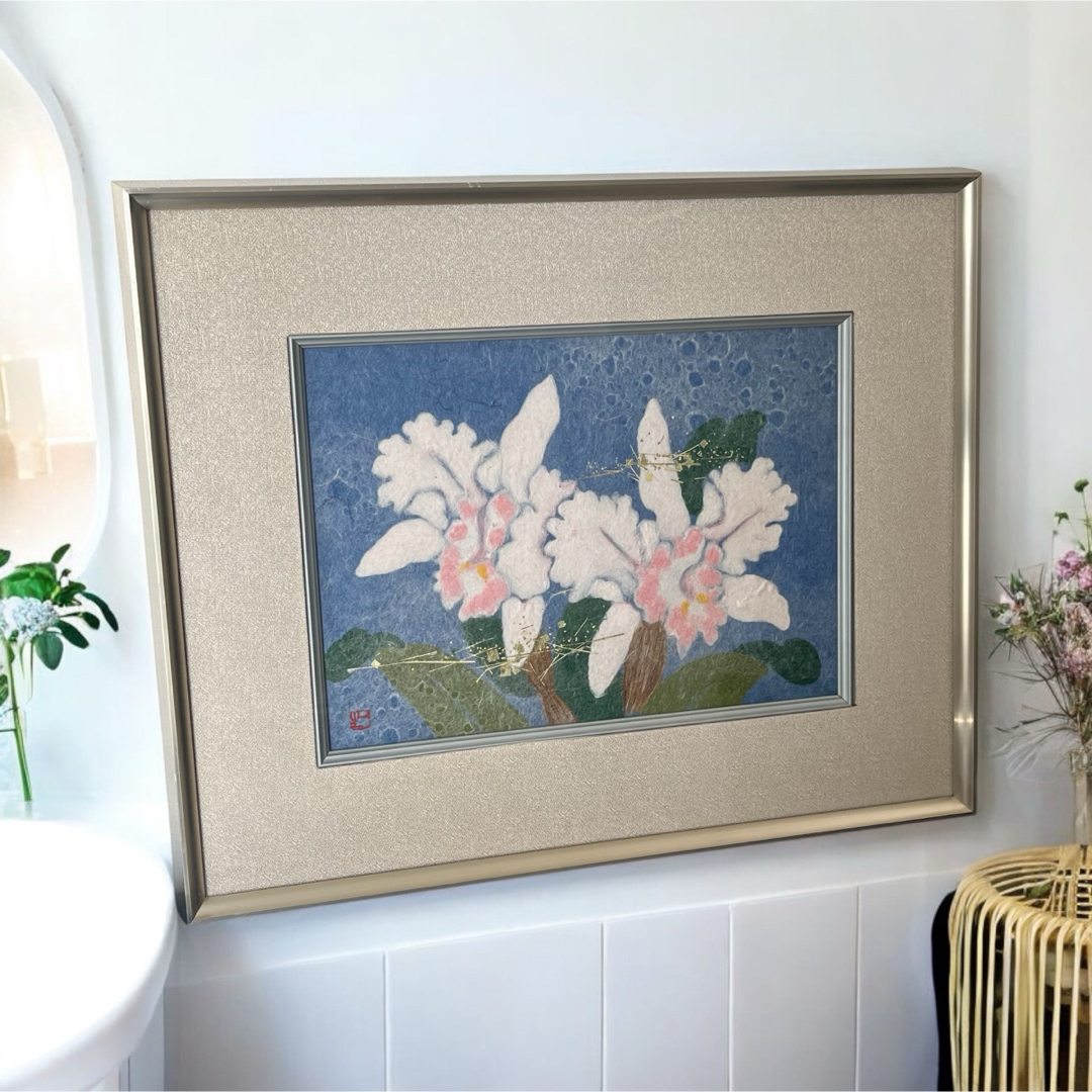 山内一生 カトレア 花 絵画 アート インテリア 壁掛け 人間国宝 山内一生 カトレア 花 絵画 アート インテリア 壁掛け 人間国宝