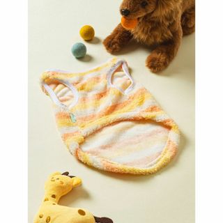ペット用 犬用 ストライプ 睡眠 ベスト Lサイズ イエロー かわいい 黄(犬)