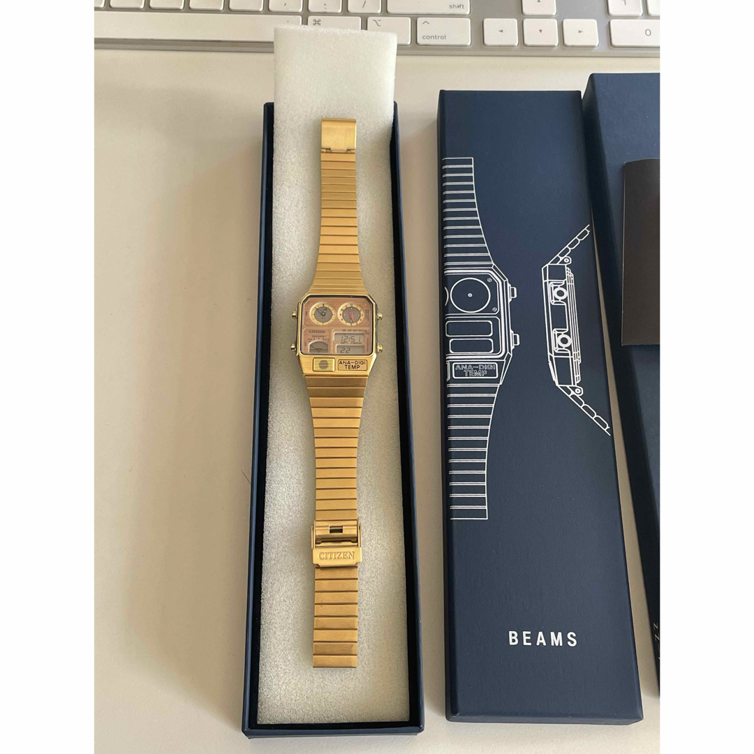 希少 別注 CITIZEN × BEAMS アナデジ テンプ 腕時計 ゴールド 希少 別注 CITIZEN × BEAMS アナデジ テンプ 腕時計 ゴールド