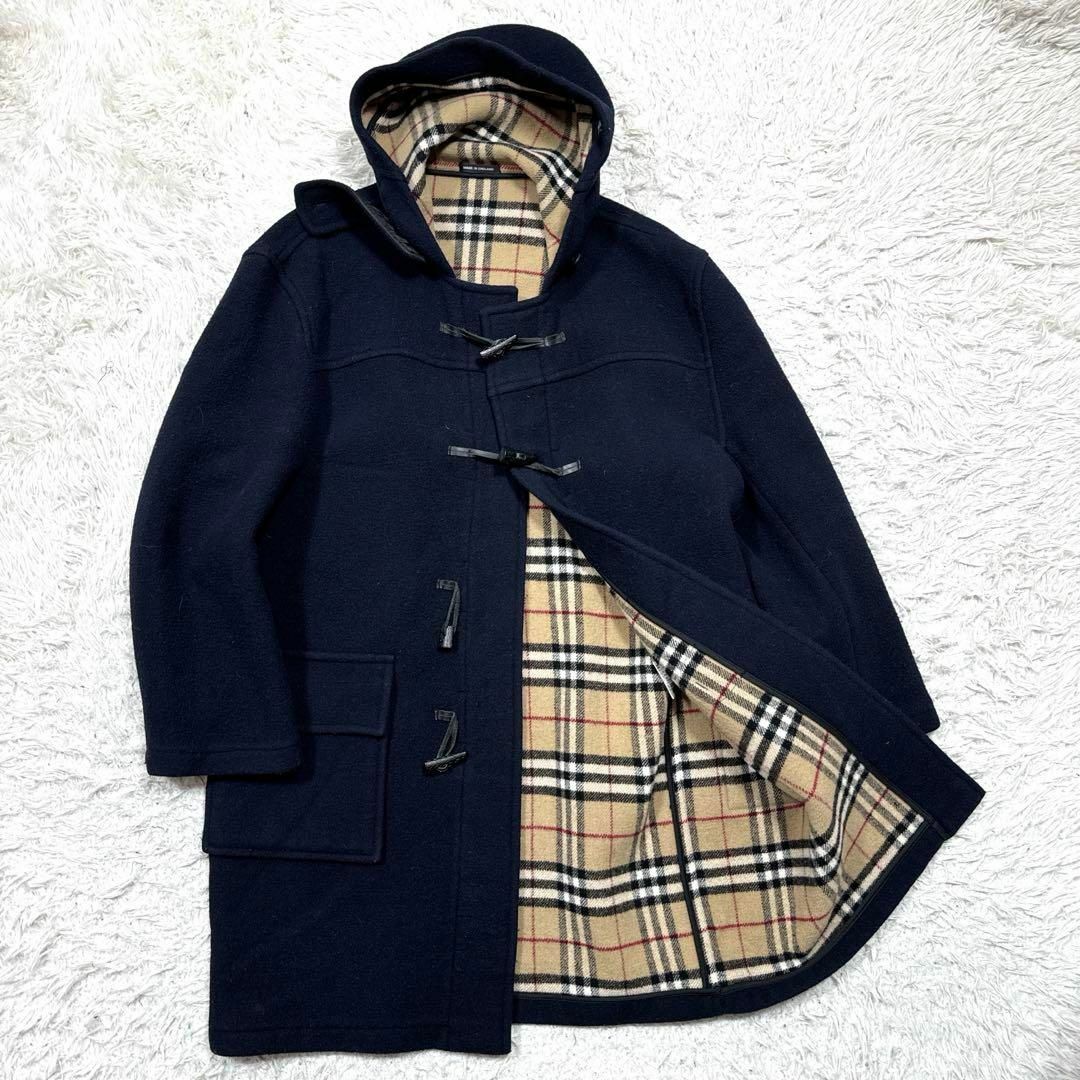 美品 バーバリー ダッフルコート ノバチェック ネイビー 美品 バーバリー ダッフルコート ノバチェック ネイビー