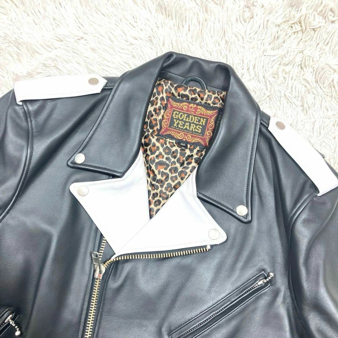 極美品 ゴールデンイヤーズ ライダースジャケット バイカラー XL 極美品 ゴールデンイヤーズ ライダースジャケット バイカラー XL
