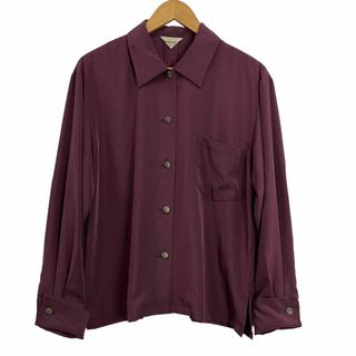 レトロ古着　ポリシャツ　テロシャツ　長袖　サテン　光沢　70s 80s(シャツ/ブラウス(長袖/七分))