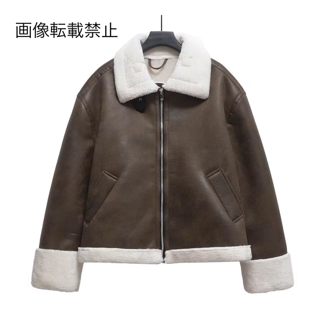 1月新作⛄️16216◆フェイクレザー PU ボア ムートンコート