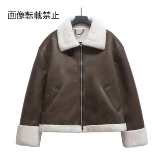 🧣1月新作⛄️16216◆フェイクレザー PU ボア ムートンコート(ムートンコート)