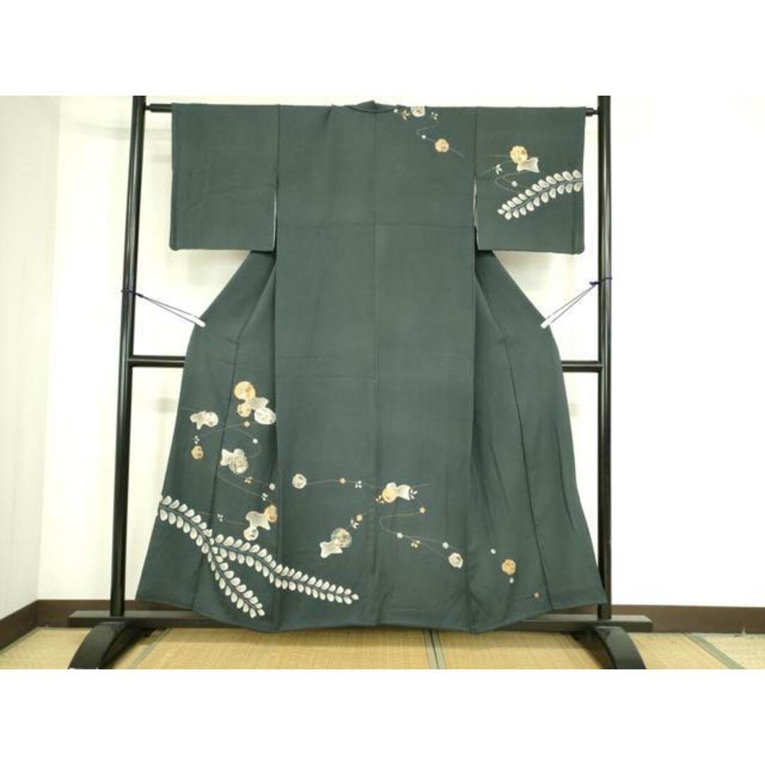 平和屋本店□極上 訪問着 駒刺繍 総刺繍 秋草文 滅紫色地 平和屋本店□極上 訪問着 駒刺繍 総刺繍 秋草文 滅紫色地