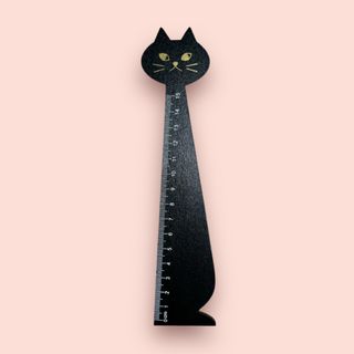 新品 物差し 定規 文具 文房具 木製 黒猫 猫雑貨 猫グッズ 猫モチーフ 開運