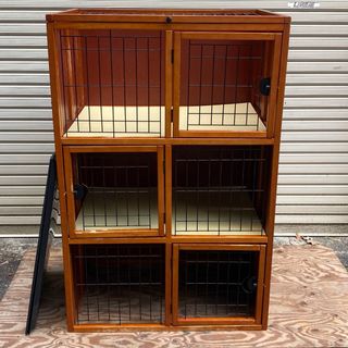 小型犬用ゲージ 木製ケージ 3段 使用感あり 折り畳み式 流し込ん 小型犬用ゲージ 木製ケージ 3段 使用感あり 折り畳み式 流し込ん