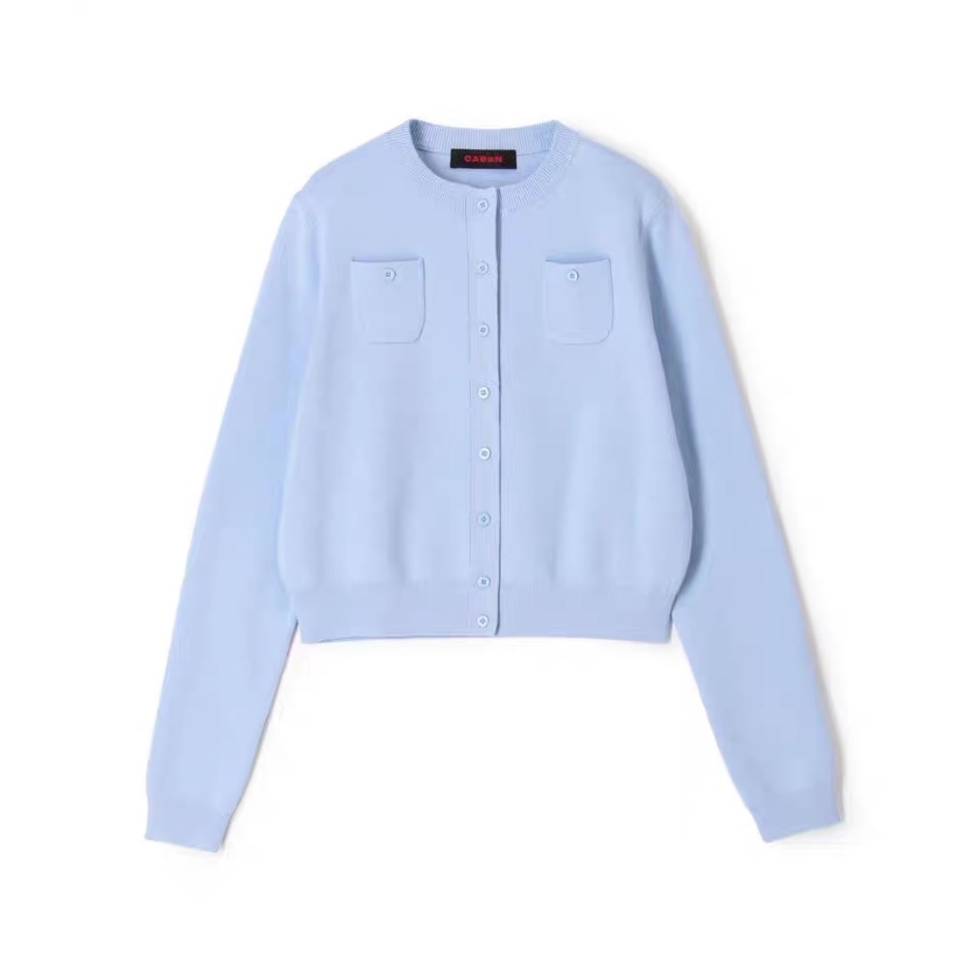 翌日発送CABaN コットンカシミヤ クルーネックカーディガン スカイブルー