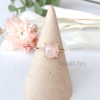天然石 ローズクォーツ ラウンド カボション リング ゴールド シルバー(リング)