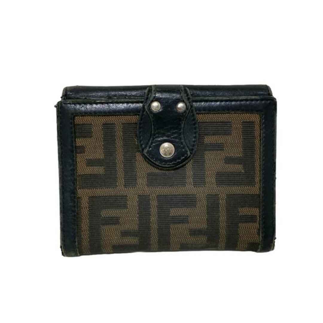 FENDI(フェンディ) Wホック財布 ズッカ柄 8M0114 ブラウン×黒 レザー FENDI(フェンディ) Wホック財布 ズッカ柄 8M0114 ブラウン×黒 レザー