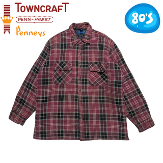 ペニー(Penny)の80s TOWNCRAFT レッド チェック 中綿 シャツジャケット(ダウンジャケット)