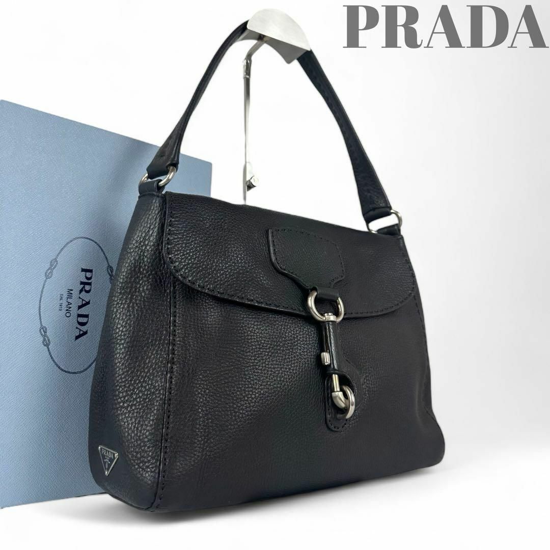 最上級極美品】プラダ ワンショルダーバッグ 三角プレート シボ 最上級極美品】プラダ ワンショルダーバッグ 三角プレート シボ