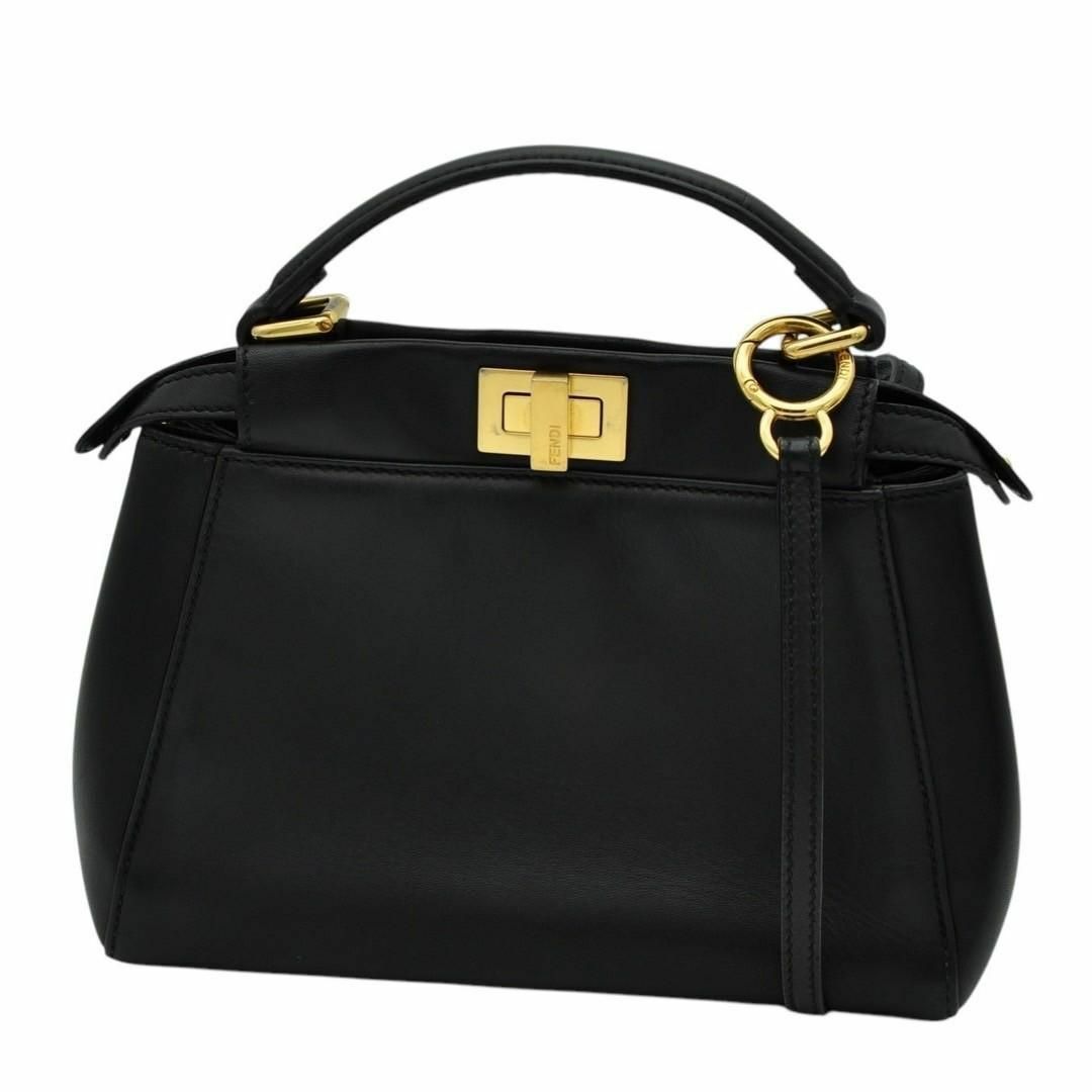 FENDI - Fendi ミニ ピーカブー ブラック レザー 2way FENDI - Fendi ミニ ピーカブー ブラック レザー 2way
