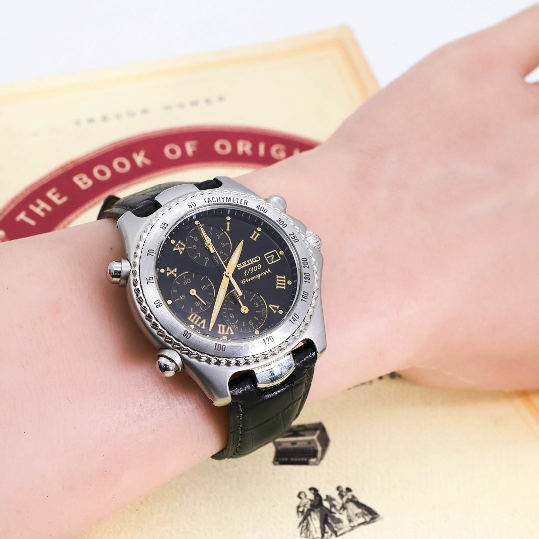 稼働 SEIKO 腕時計 クロノグラフ 1/100 7T52 ヴィンテージ672 稼働 SEIKO 腕時計 クロノグラフ 1/100 7T52 ヴィンテージ672