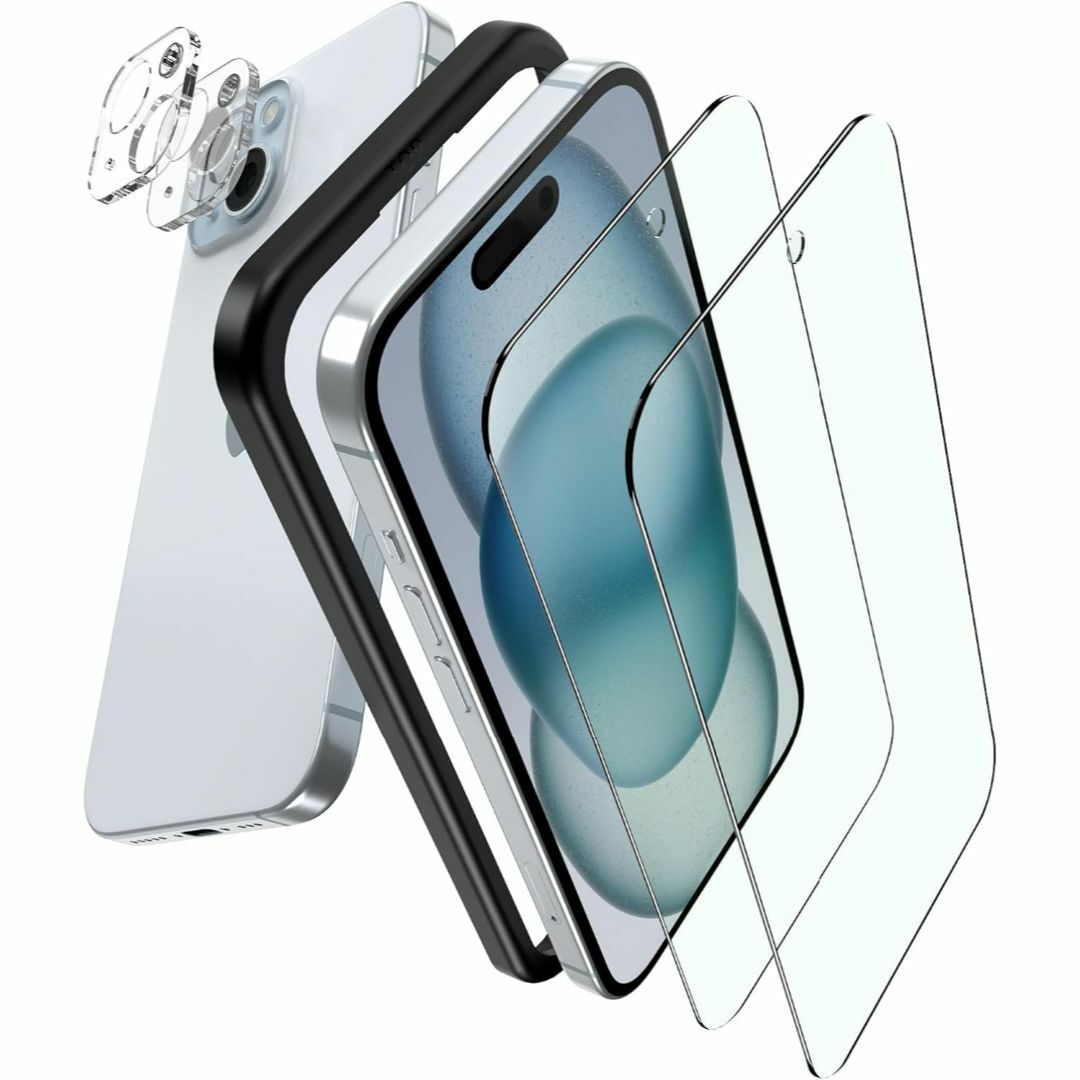 ガラスフィルム iPhone 16 用 保護フィルム 2枚 スマホ/家電/カメラのスマホアクセサリー(保護フィルム)の商品写真