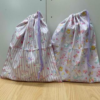 ラベンダーユニコーン 【大きめ片ひも体操着袋】w35×40cm女子小学校幼稚園(体操着入れ)