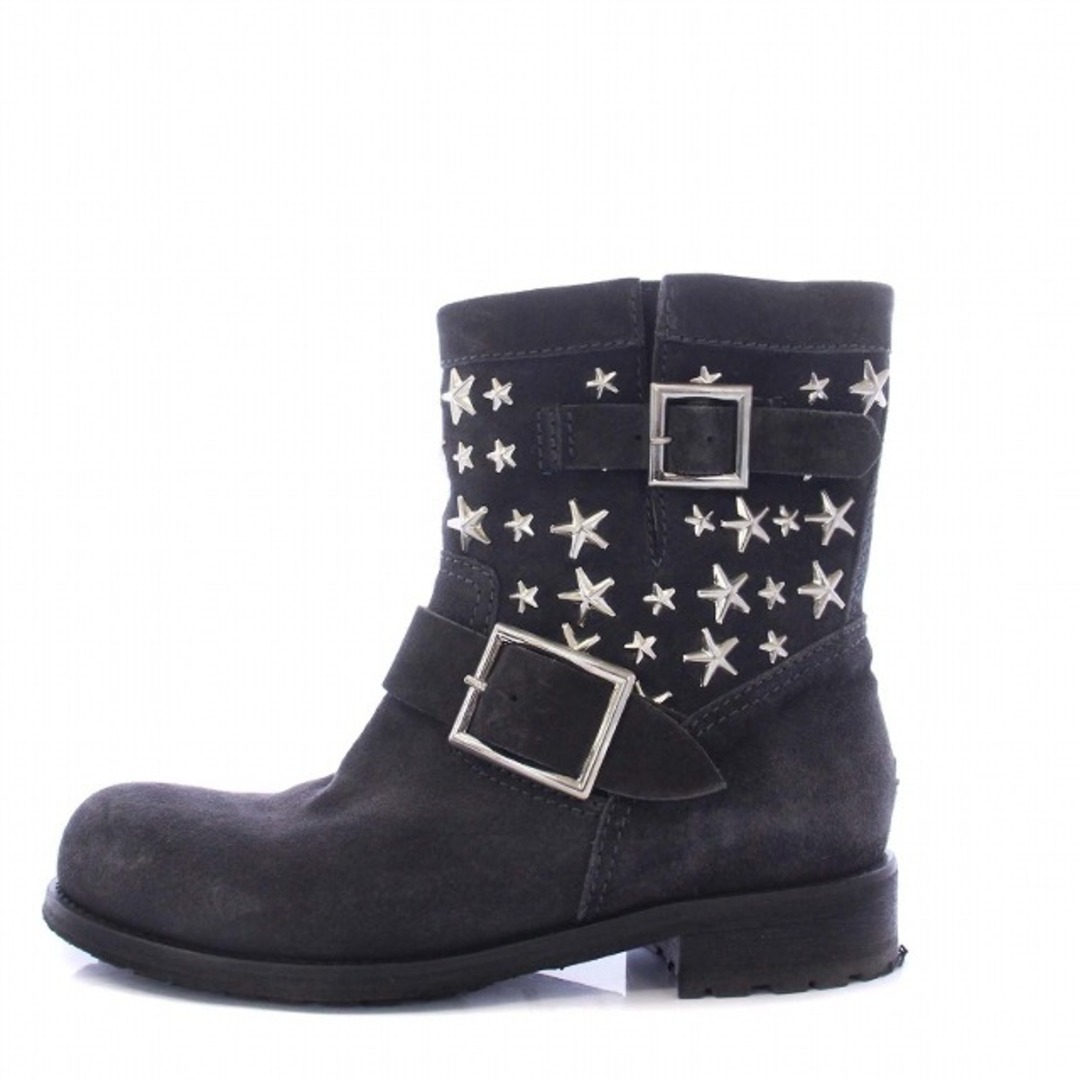 JIMMY CHOO - ジミーチュウ ショートブーツ スタースタッズ チャンキーヒール スエード