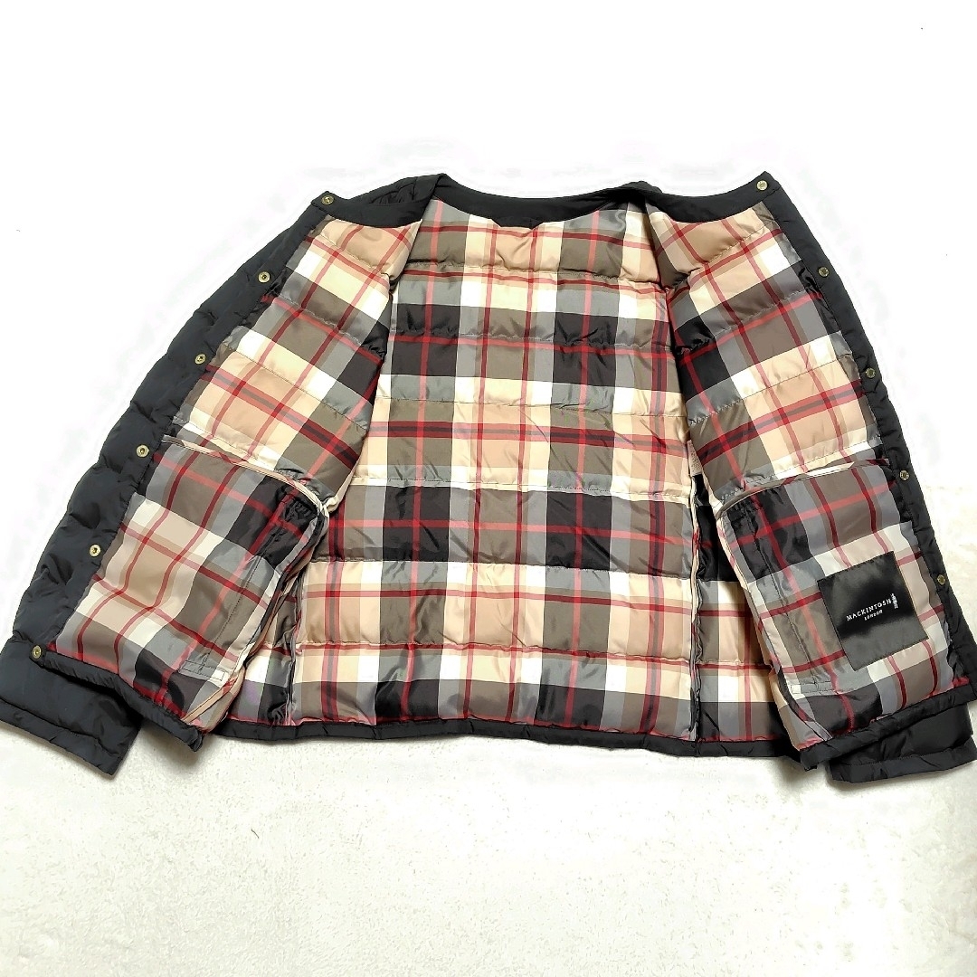 MACKINTOSH LONDON 内ハウスチェック柄ノーカラーダウンジャケット MACKINTOSH LONDON 内ハウスチェック柄ノーカラーダウンジャケット