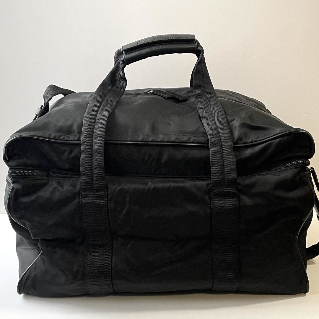 美品】PRADA プラダ ボストンバッグ 旅行かばん ナイロン×レザー 黒 美品】PRADA プラダ ボストンバッグ 旅行かばん ナイロン×レザー 黒