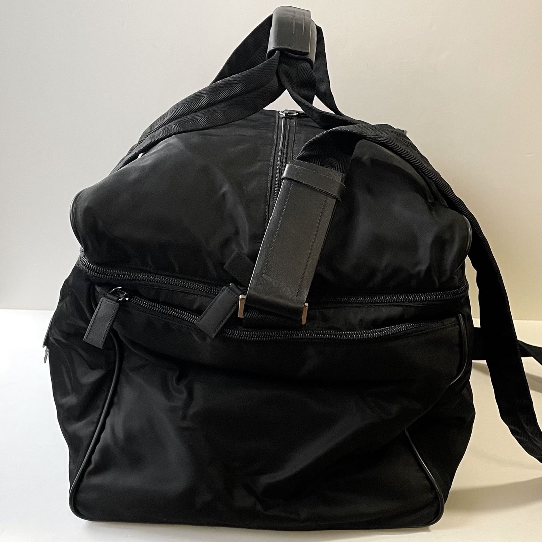美品】PRADA プラダ ボストンバッグ 旅行かばん ナイロン×レザー 黒 美品】PRADA プラダ ボストンバッグ 旅行かばん ナイロン×レザー 黒
