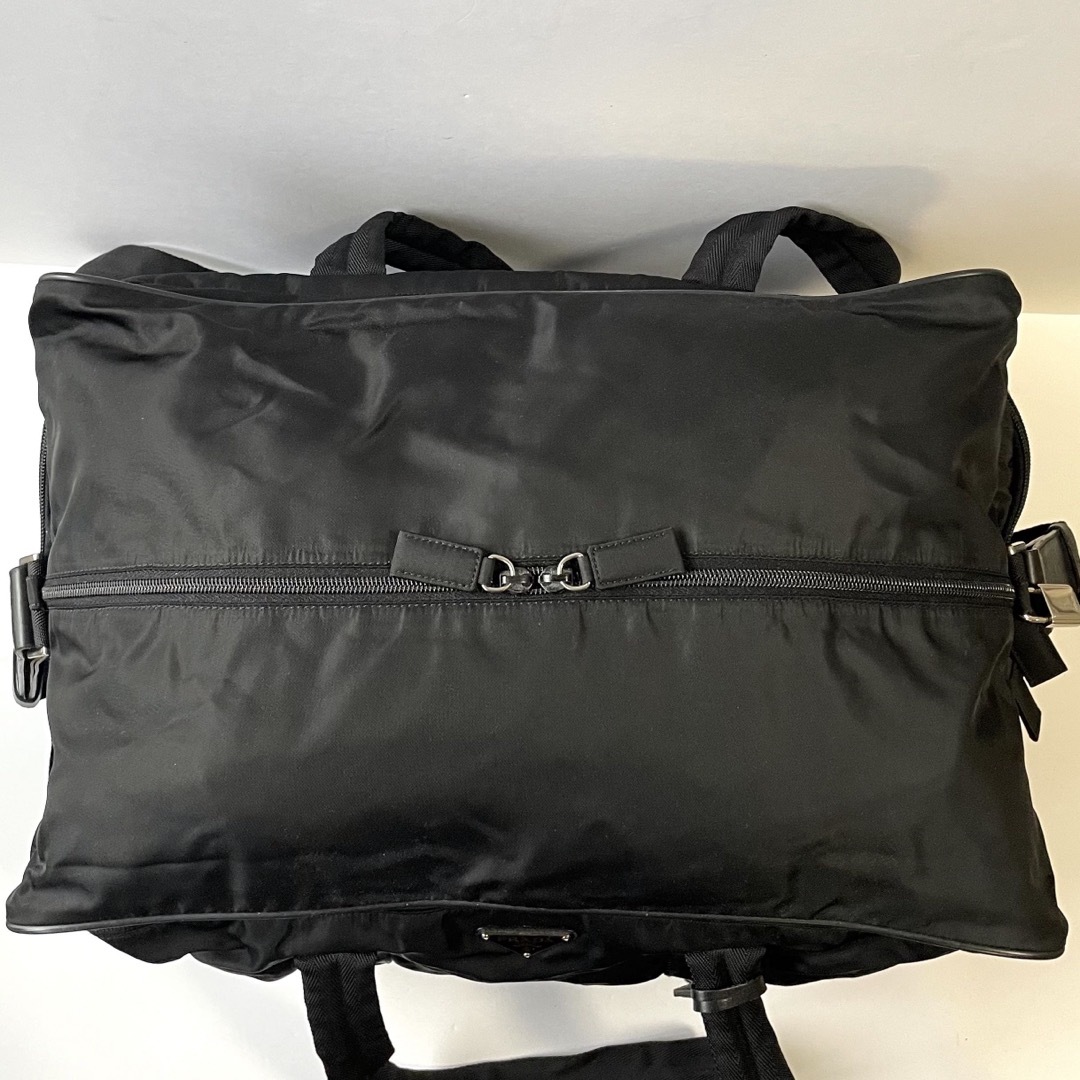 美品】PRADA プラダ ボストンバッグ 旅行かばん ナイロン×レザー 黒 美品】PRADA プラダ ボストンバッグ 旅行かばん ナイロン×レザー 黒