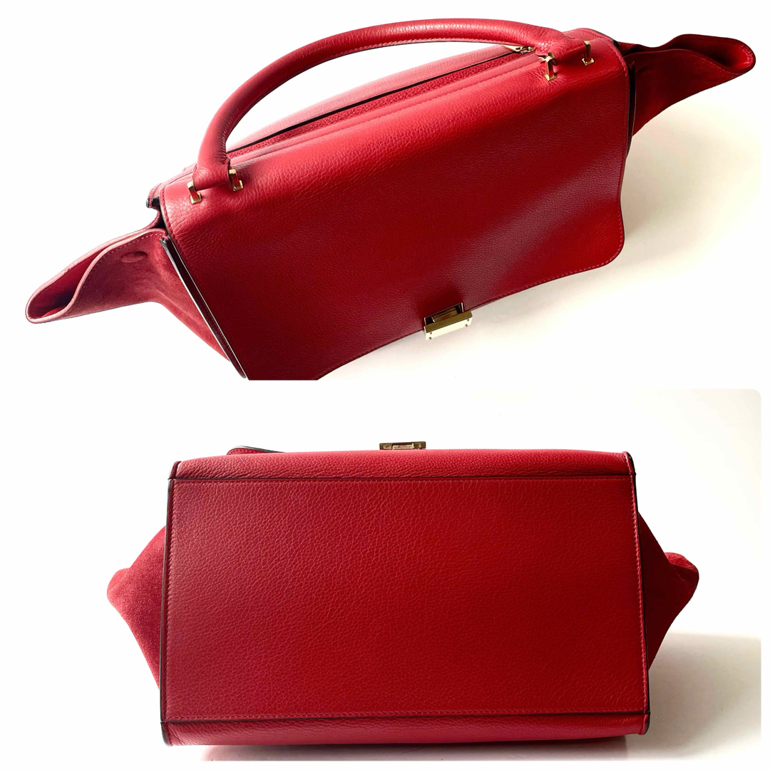 美品】CELINE セリーヌ 2way ハンドバッグ トラペーズ シボ革 美品】CELINE セリーヌ 2way ハンドバッグ トラペーズ シボ革