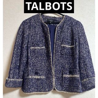タルボット(TALBOTS)の【美品】タルボットTALBOTS ツイード　ノーカラージャケット　紫(ノーカラージャケット)