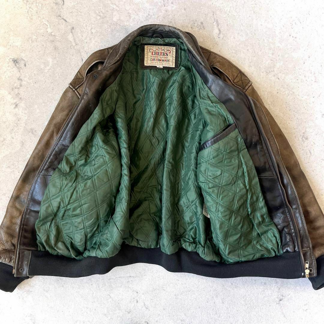 VINTAGE - CREEKS Lサイズ A-2風 レザー 牛革 短丈 ボンバー VINTAGE - CREEKS Lサイズ A-2風 レザー 牛革 短丈 ボンバー