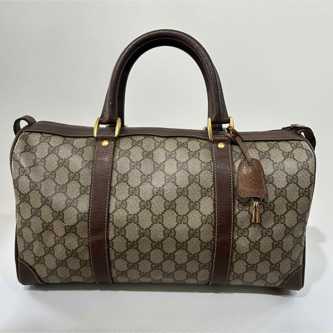 レア】Gucci オールドグッチ ボストンバッグ 中型 PVC 鍵付き レア】Gucci オールドグッチ ボストンバッグ 中型 PVC 鍵付き
