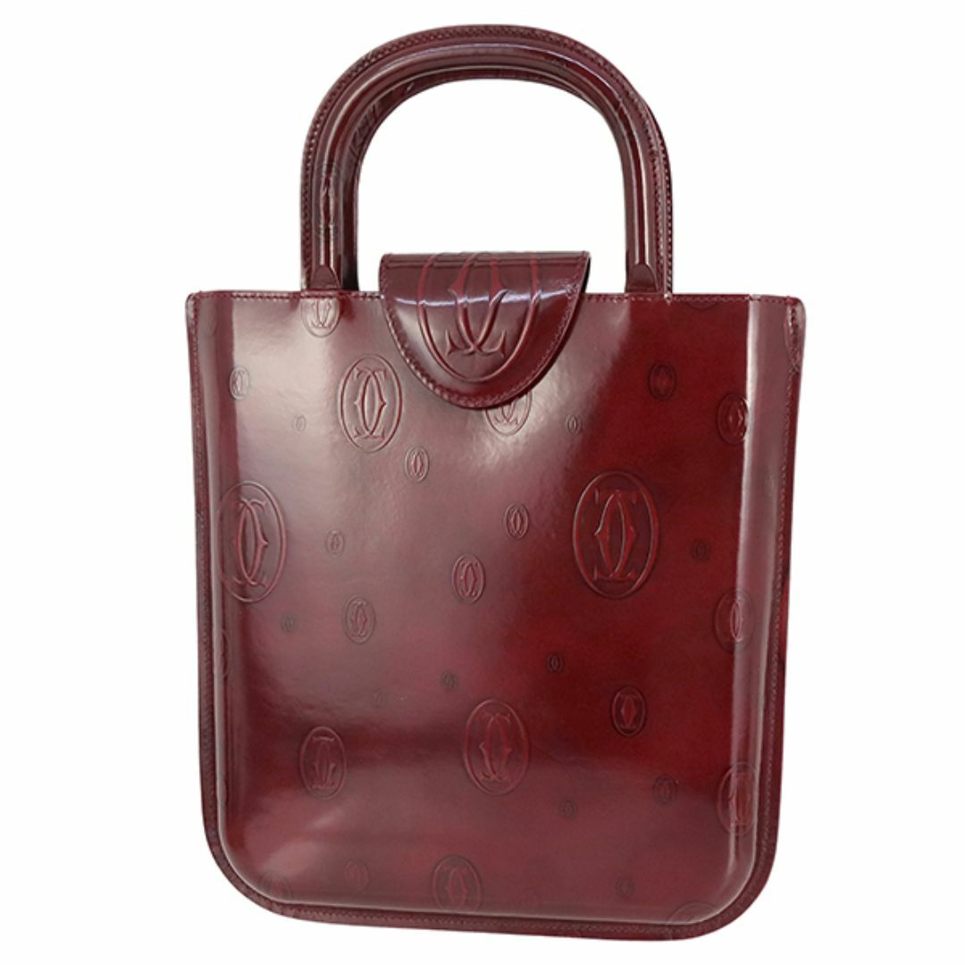Cartier - カルティエ ハッピーバースデー ハンドバッグ クラッチバッグ パテントレザー ボルドー レッド レディース 超美品 6076