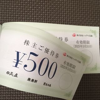ミニレター☆ハイディ日高　株主優待券　1000円分☆2025.5.31☆日高屋(レストラン/食事券)