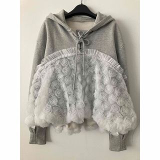 poppy あさぎーにょ TULLE DOCKING HOODIE