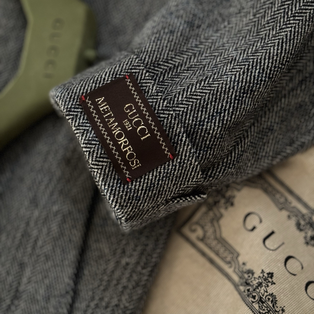 GUCCI - 最高級 カシミヤ混 GUCCI ツイード ヘリンボーン ロング GUCCI - 最高級 カシミヤ混 GUCCI ツイード ヘリンボーン ロング