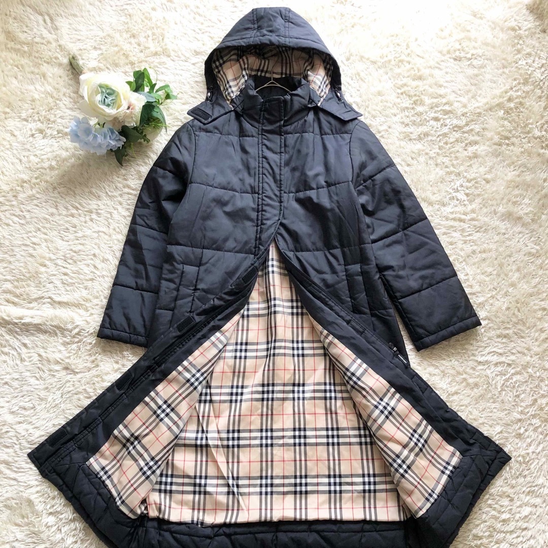 BURBERRY'S♪中綿超ロングコート ノバチェック ブランドロゴ入り BURBERRY'S♪中綿超ロングコート ノバチェック ブランドロゴ入り