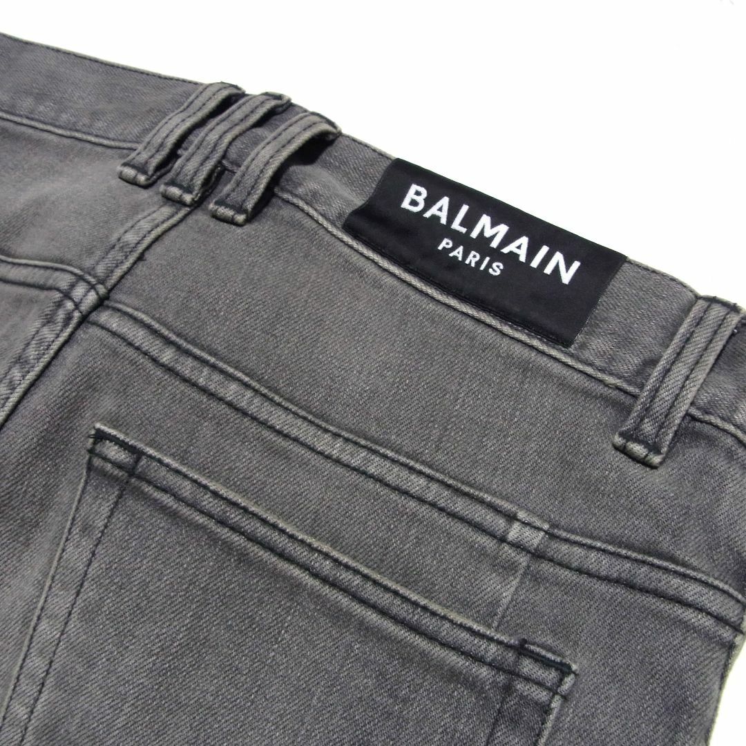 現行タグ BALMAIN バルマン ダメージ加工 スキニー デニム 31 グレー 現行タグ BALMAIN バルマン ダメージ加工 スキニー デニム 31 グレー