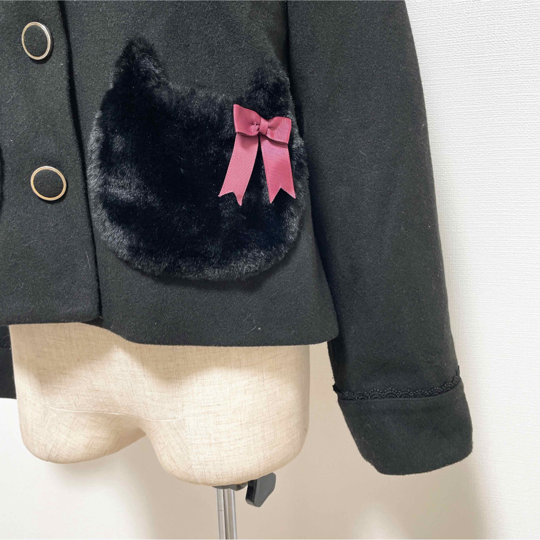 Amavel - Amavel ねこみみショートコート 黒 ファー セーラー襟 Amavel - Amavel ねこみみショートコート 黒 ファー セーラー襟