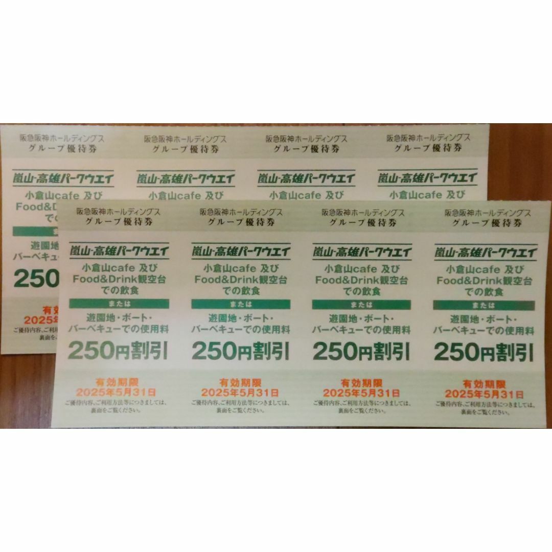 嵐山・高雄パークウェイ 優待券 ８枚 チケットの優待券/割引券(その他)の商品写真