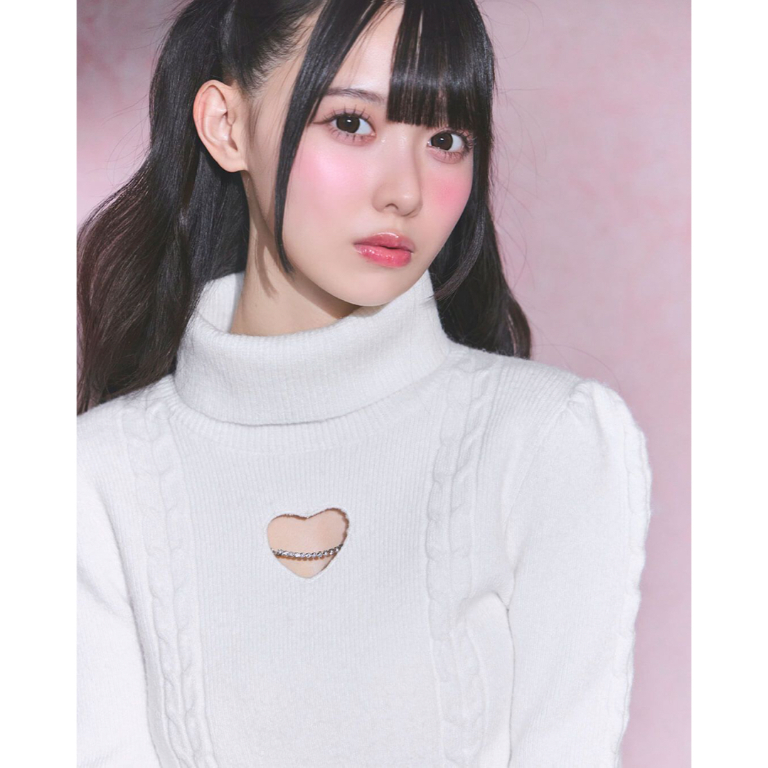 ハートカットニットトップス ホワイト 白 フリー michellMacaron ハートカットニットトップス ホワイト 白 フリー michellMacaron