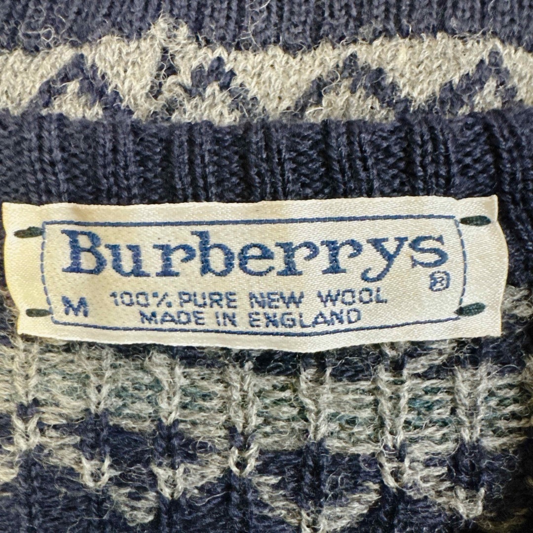 80s ビンテージ Burberrys バーバリー 総柄 ニット 刺繍ロゴ 80s ビンテージ Burberrys バーバリー 総柄 ニット 刺繍ロゴ