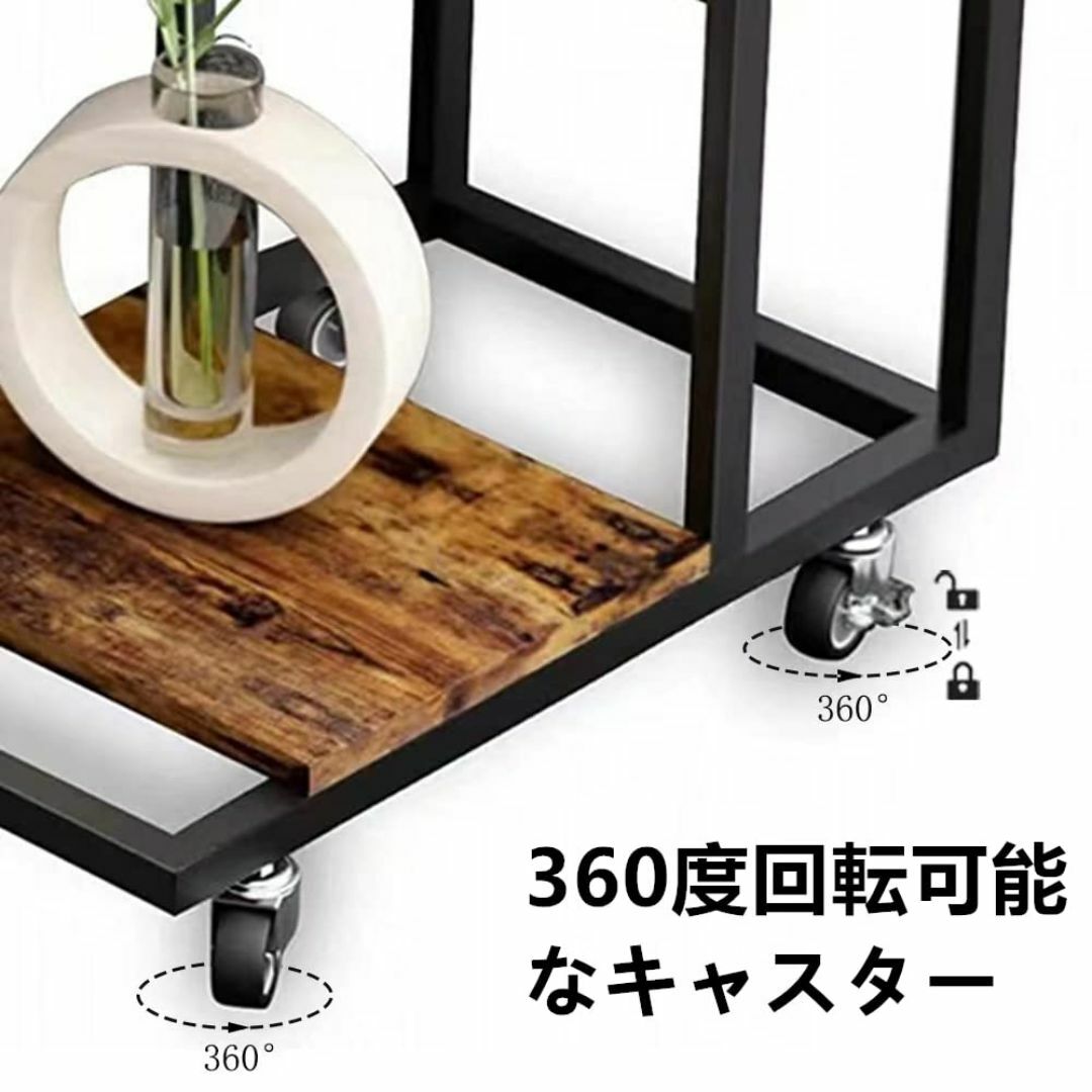 色:虎の紋_サイズ:40*30*51cm】ZXD サイドテーブル キャスター付 色:虎の紋_サイズ:40*30*51cm】ZXD サイドテーブル キャスター付