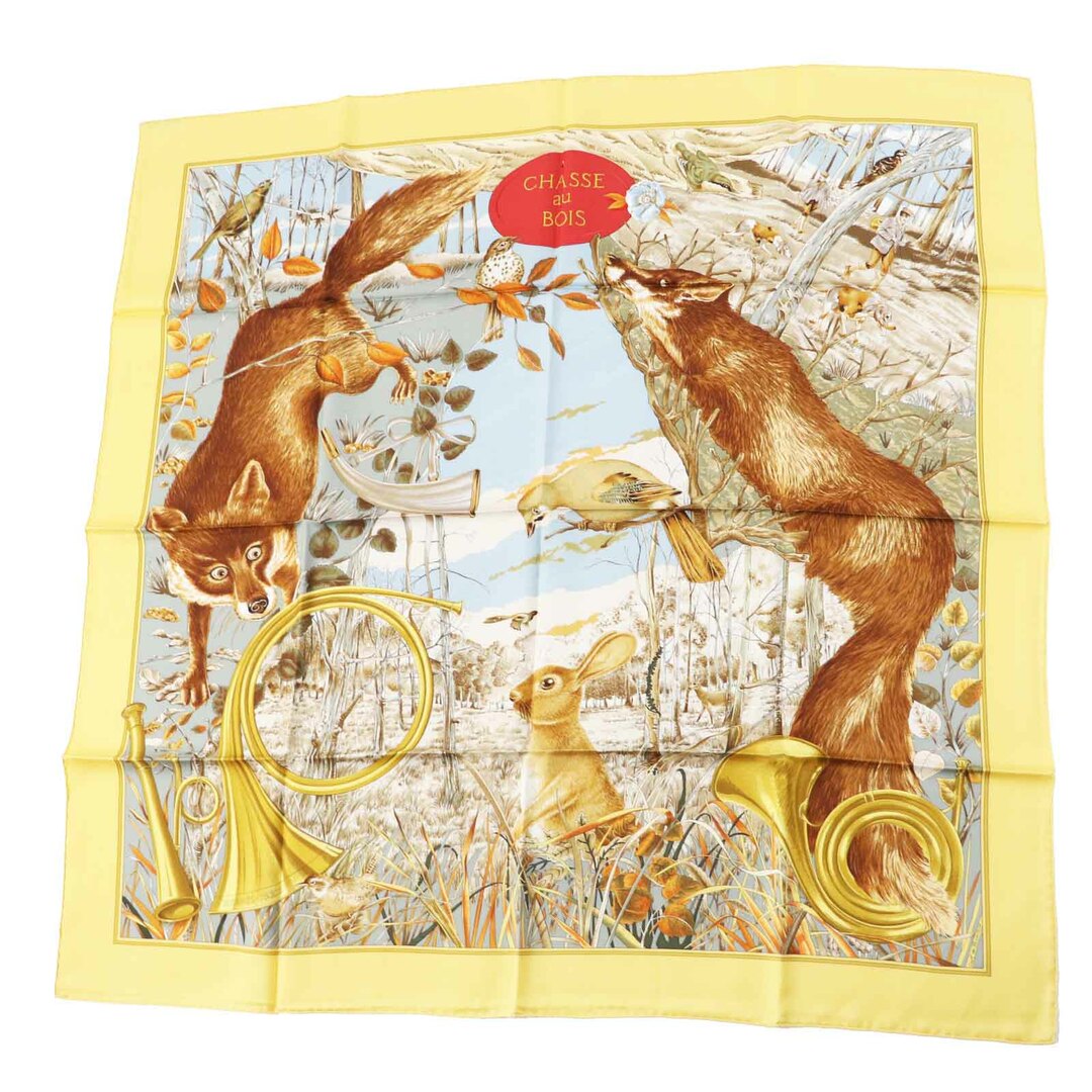 極美品◎HERMES エルメス カレ90 CHASSE au BOIS 森の狩猟 シルク100 極美品◎HERMES エルメス カレ90 CHASSE au BOIS 森の狩猟 シルク100