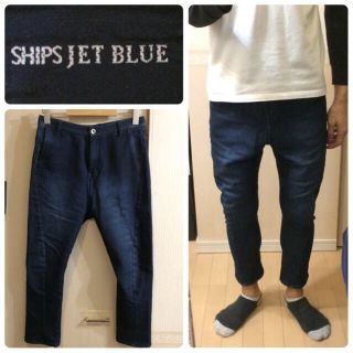 シップス(SHIPS)の美品SHIPSジョグジーンズスウェットクロップドダメージジーンズジョガーパンツ(デニム/ジーンズ)