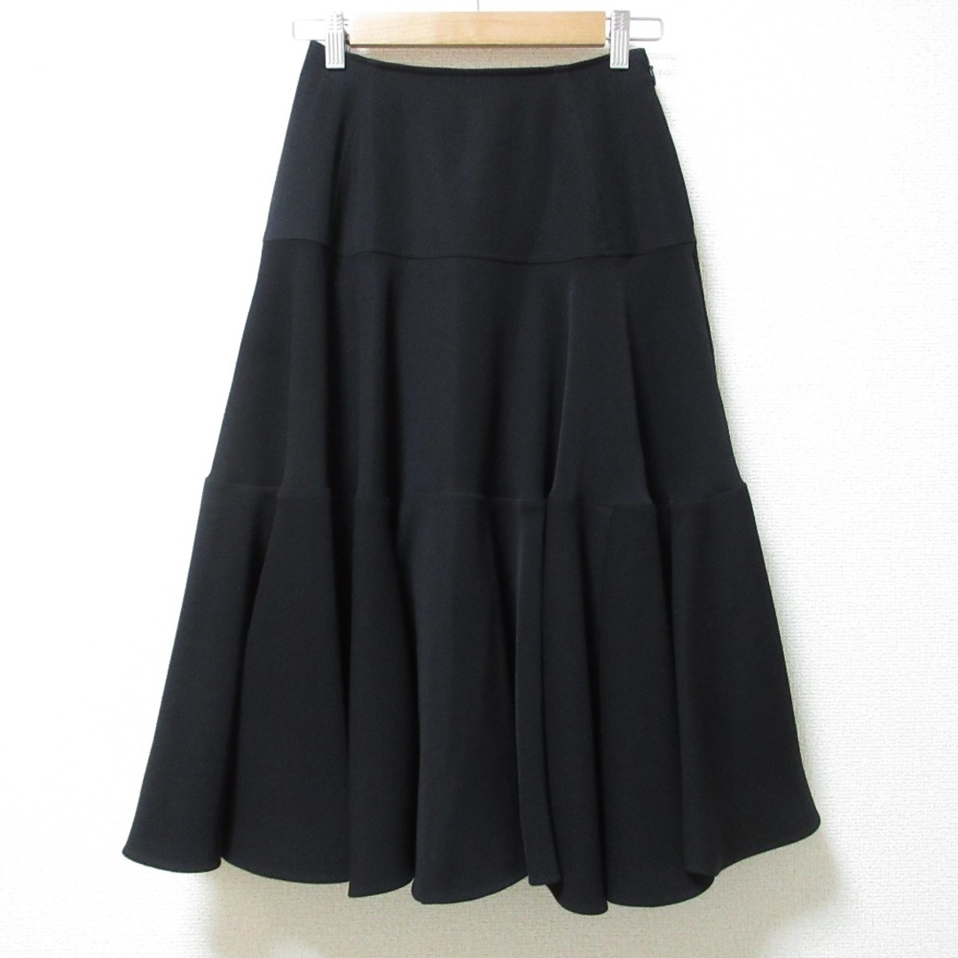未使用 24SS ADEAM アディアム Camellia Skirt ミモレ丈 ティアードスカート 45092 0 XSサイズ相当 ブラック レディース 古着 中古 USED