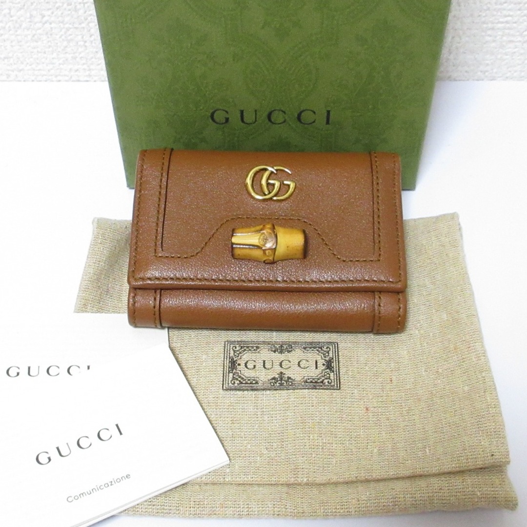 新品同様 GUCCI グッチ バンブー ダイアナコンパクトウォレット 新品同様 GUCCI グッチ バンブー ダイアナコンパクトウォレット