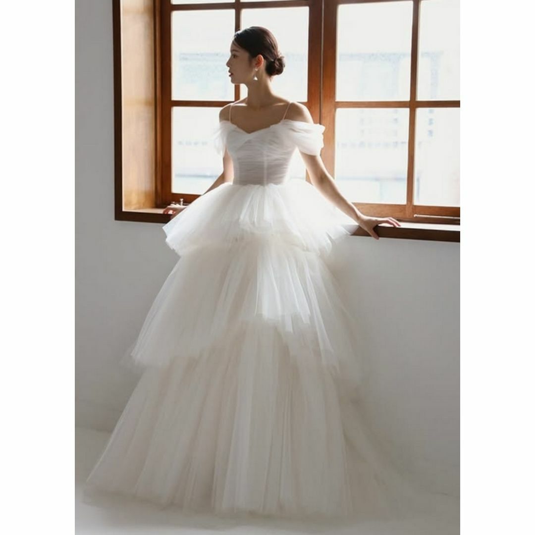 美品！ウェディングドレス オフショルダー ボリュームドレス 優雅 結婚式