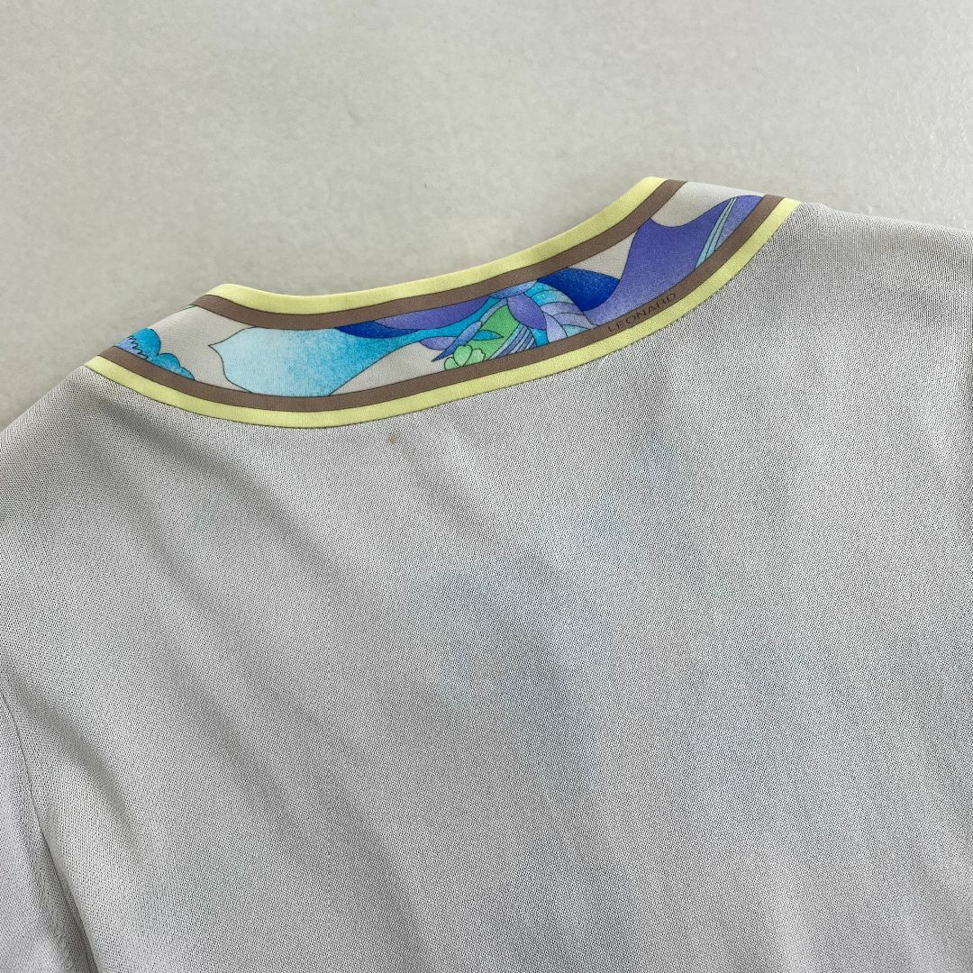 近年美品 LEONARD レオナール カンカン 透け感 カーディガン 42