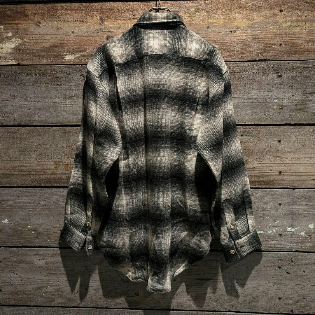 80s vintage オンブレチェック ネルシャツ 開襟 シャドウ グランジ 80s vintage オンブレチェック ネルシャツ 開襟 シャドウ グランジ