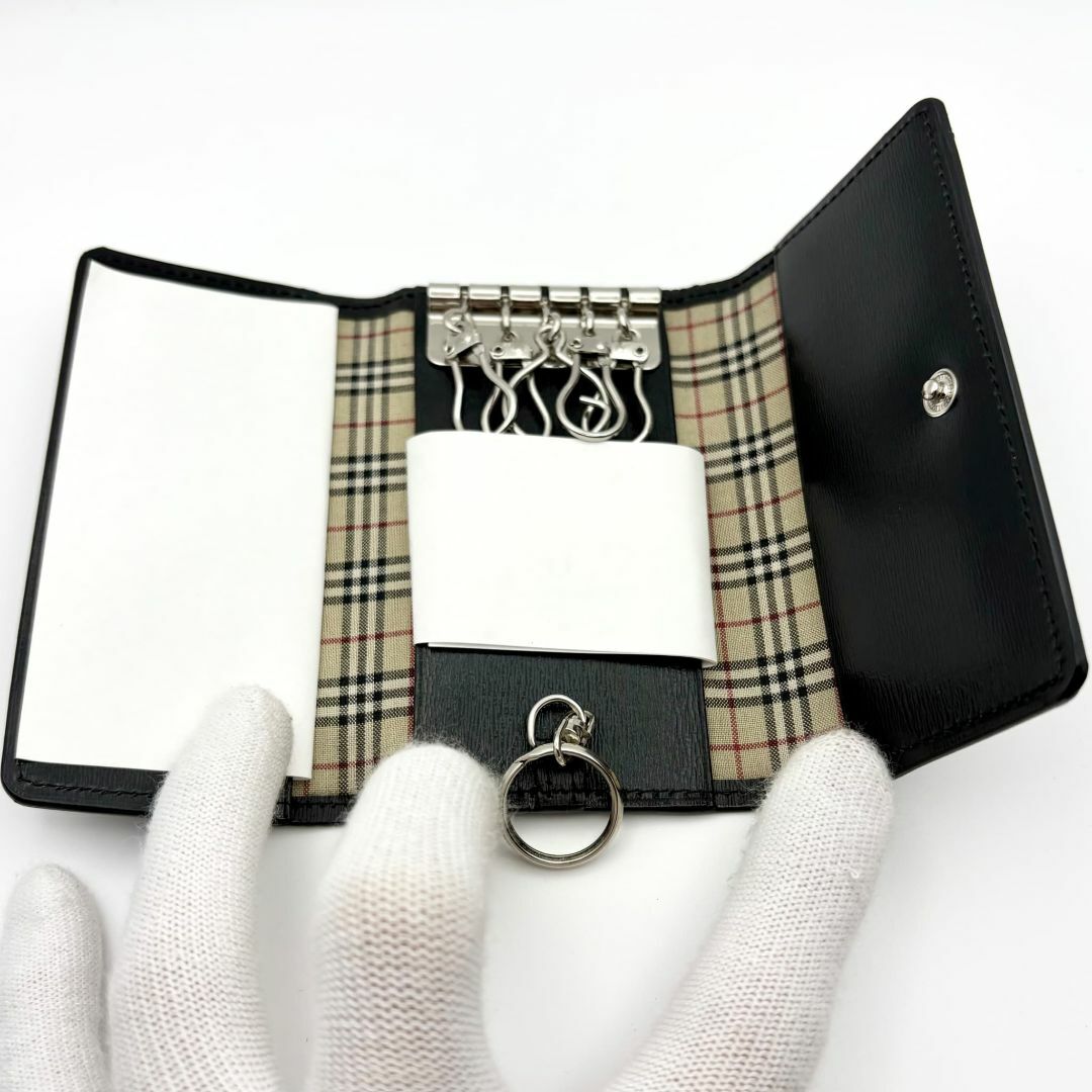 ★もふもふ★【新品未使用】BURBERRY   ５連キーケース　ブラック 極美品☆】バーバリー キーケース 5連 ブラック ノバチェック