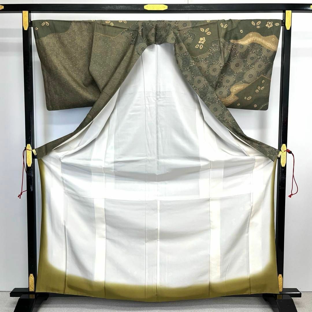 付下げ 絞り染 型染 花唐草模様 トールサイズ K-4272