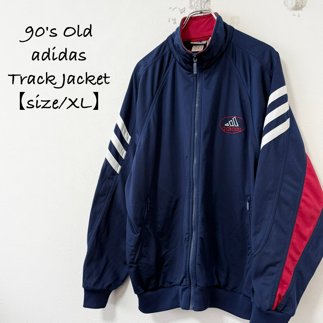 90s☆adidas/アディダス☆ジャージ☆レトロ☆ネイビー/紺赤白☆XL 90s☆adidas/アディダス☆ジャージ☆レトロ☆ネイビー/紺赤白☆XL